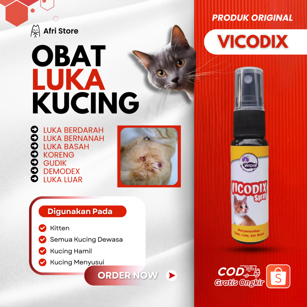 Vicodix Obat Ampuh Obati Semua Luka Luar Kucing dan Mudah Digunakan Mengobati Luka Berdarah Bernanah