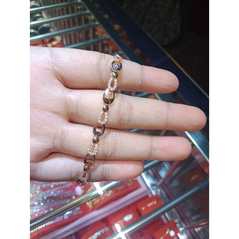 gelang fashion oval mata mata kombinasi, emas kada 375,
