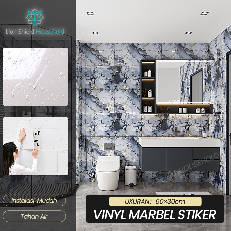 Wallpaper dinding Vinyl Marble Motif Kayu 30 x 60 cm Stiker Keramik