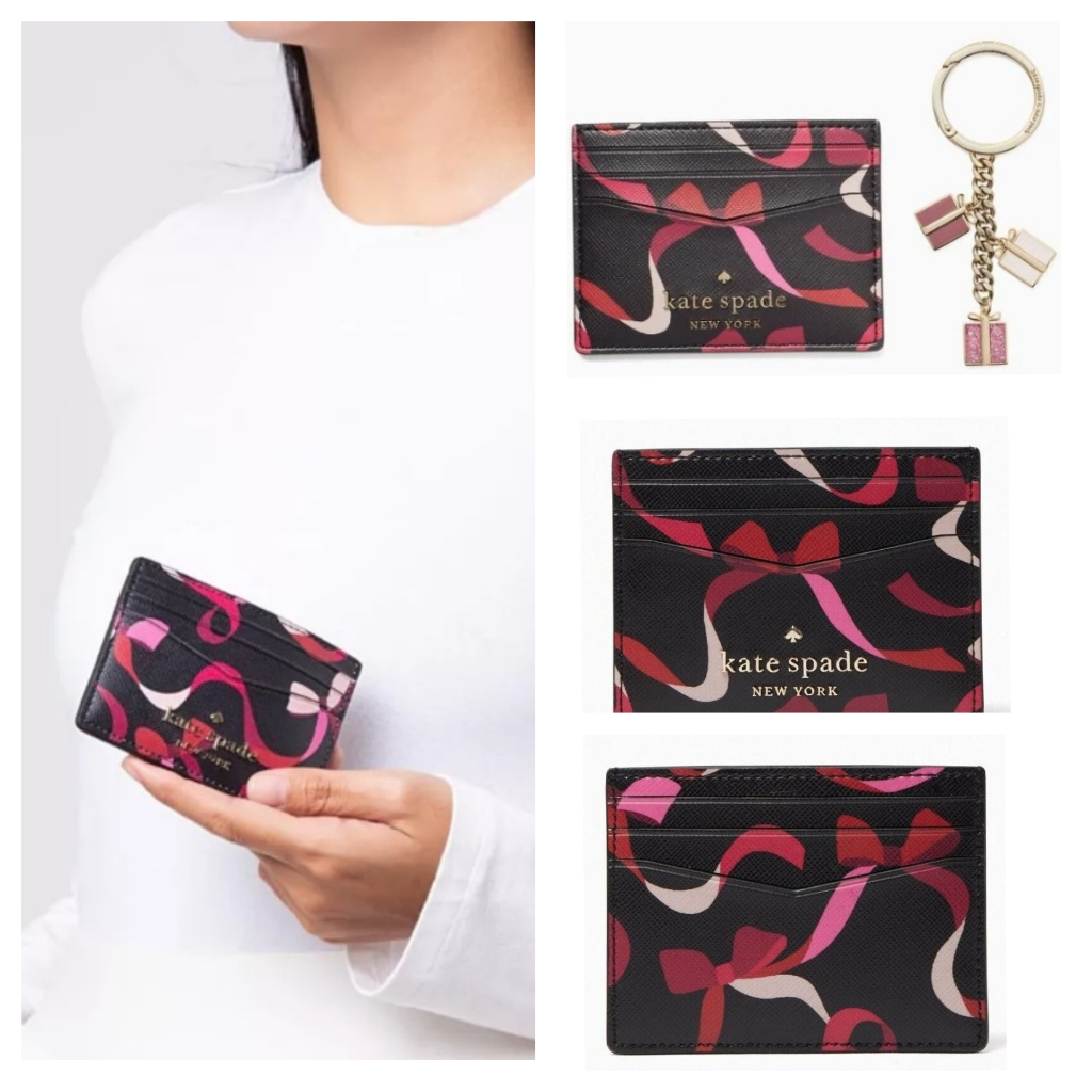 Dompet card KS Staci boxed card holder with chain ribbon black multi sz 10x9cm