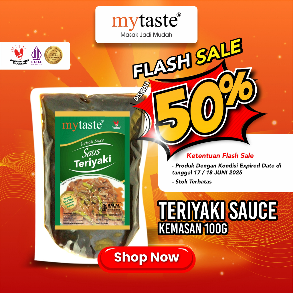 

MYTASTE SAUS TERIYAKI KEMASAN 100 GRAM FLASH SALE BIG DISKON NEAR EXPIRED DATE