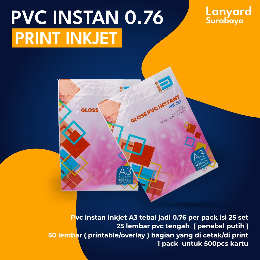 

Bahan PVC instan Inkjet / Mirror ukuran A3 print inkjet 1 pack