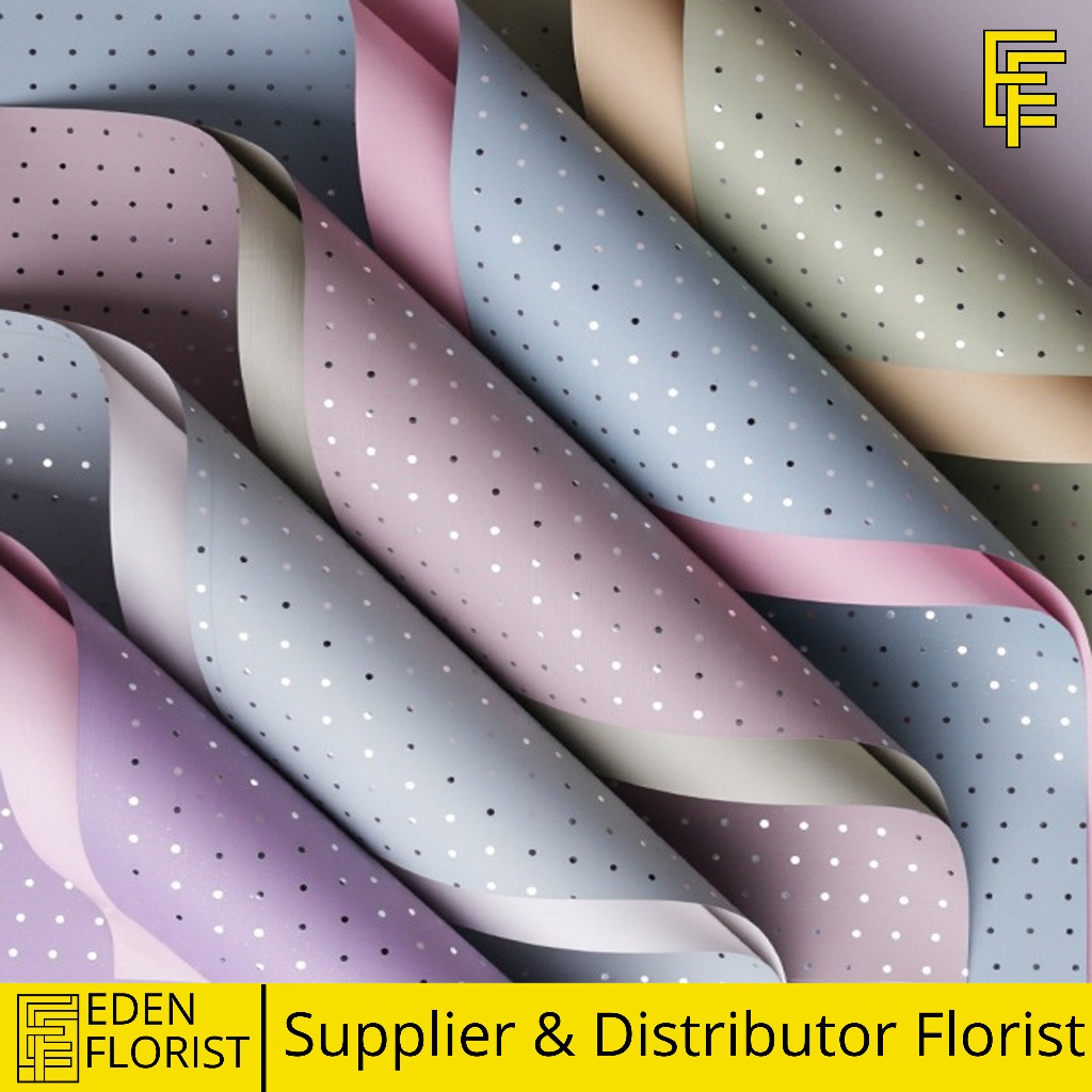 

20 Lembar Flower Wrapping Paper Small Polkadot Cellophane Kertas Buket Dua Warna Bi Color Motif Polkadot Kecil KB6031