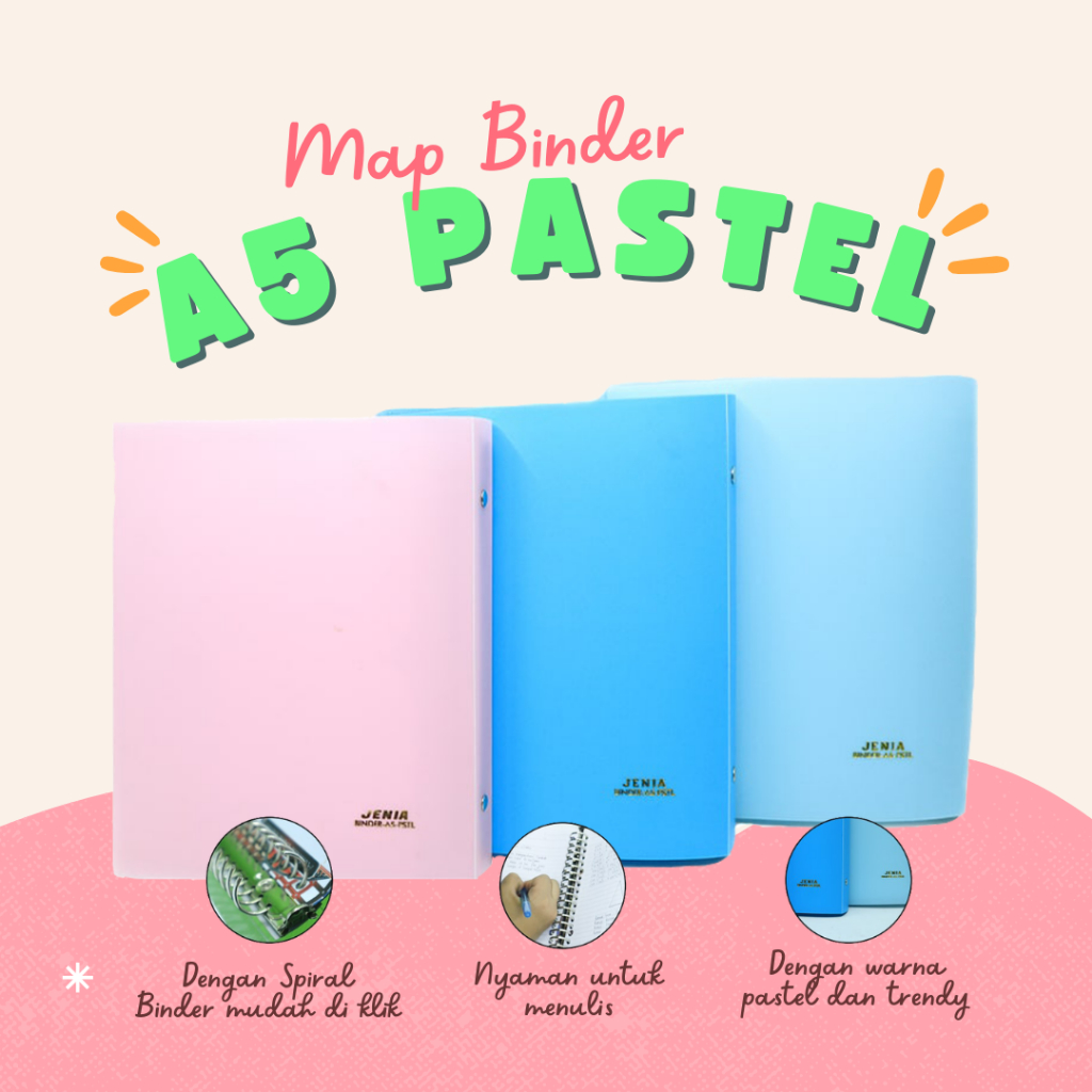 

Buku Binder A5 / Map Binder Note A5 Polos Pastel free Loose Leaf