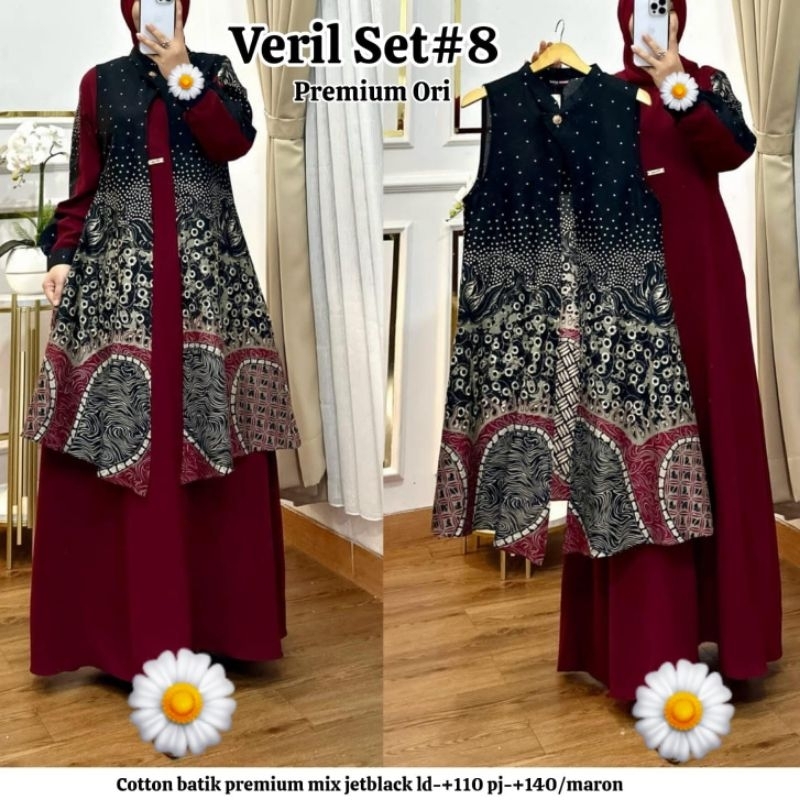 Dress set outer gamis setelan rompi vest batik