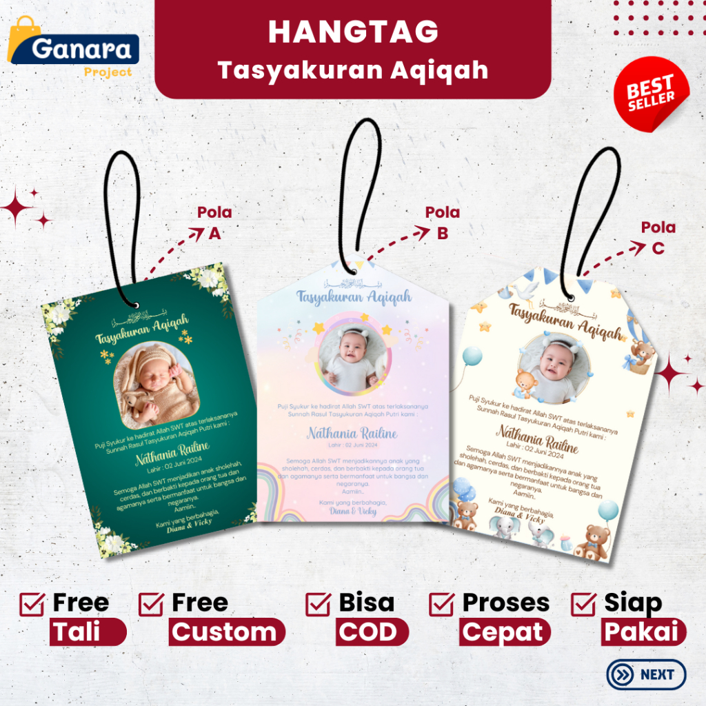 𝐃𝟏𝟎𝟖 Hangtag aqiqah Tedak Siten custom | Hang tag souvenir tedak siten kelahiran baby born gantungan