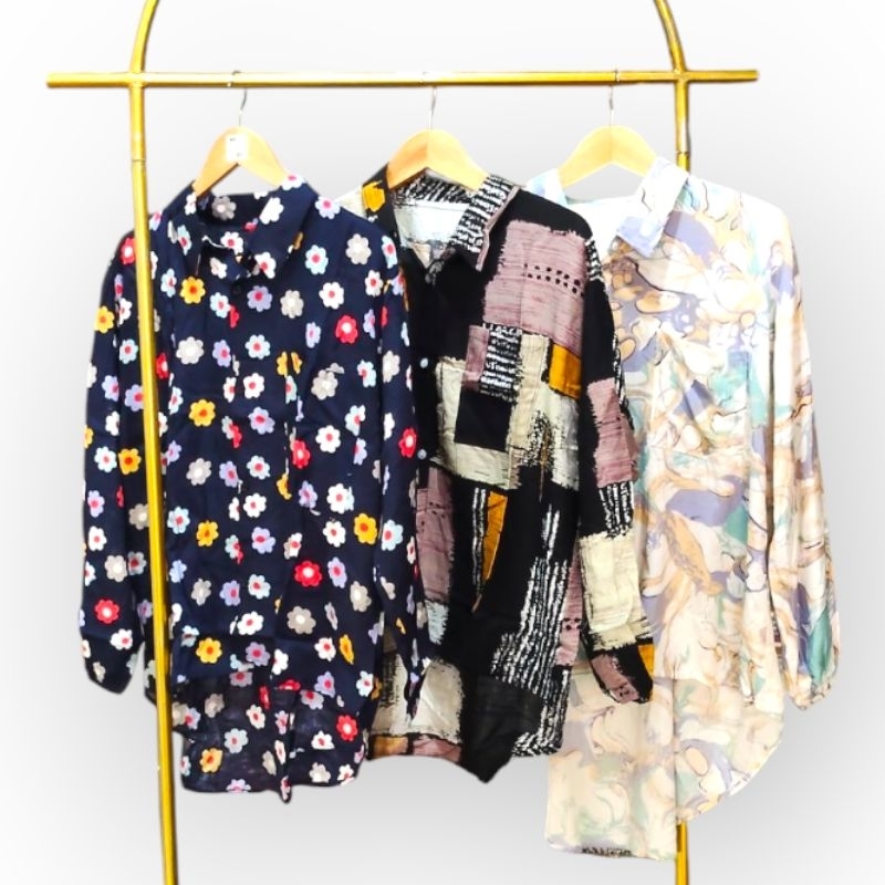 Kemeja Oversize Motif Rayon Viscose