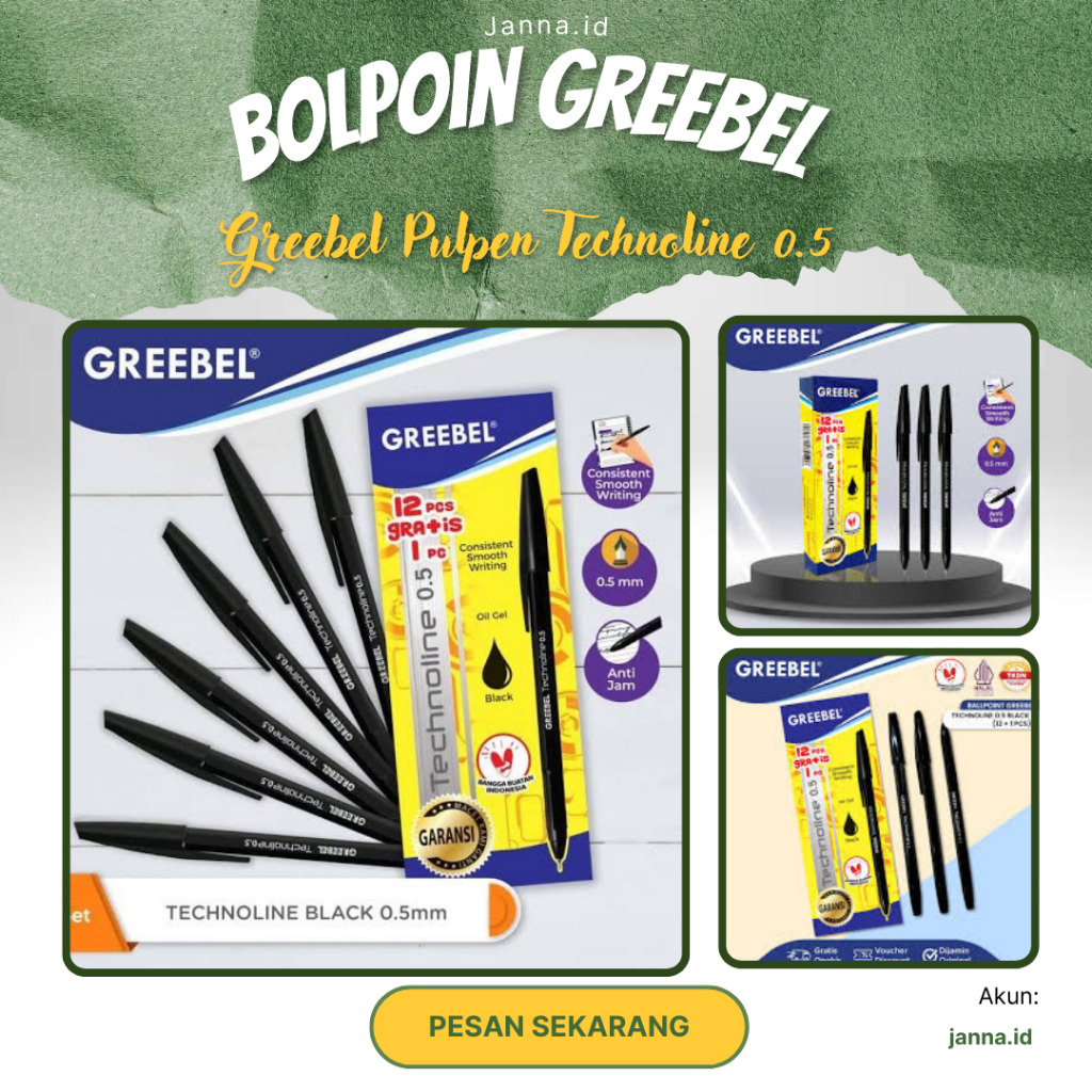 

TERMURAH Bolpen/Bolpoint/Pulpen/Pena Greebel Pulpen Technoline 0.5 - Pulpen technoline Greebel