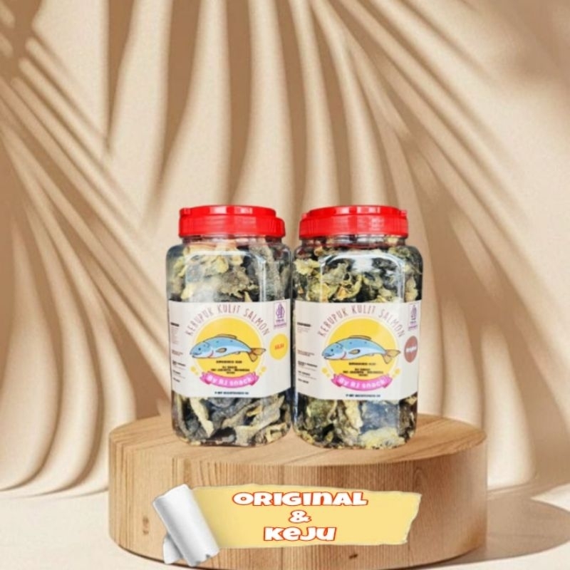 

Paket Combat Kerupuk Kulit Ikan Salmon Varian Rasa Original 220gr Dan Keju Toples Besar 220gr