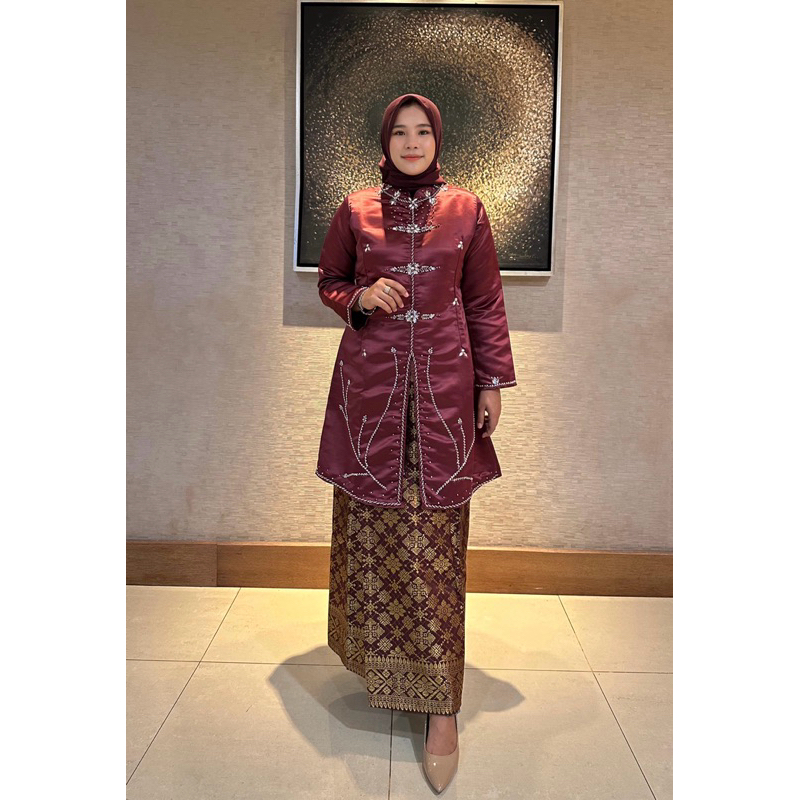 Kebaya Modern Tunik Melayu Rok Songket Buat Pesta Nikah Kondangan Hajatan Terbaru/Baju Kurung Tunik 