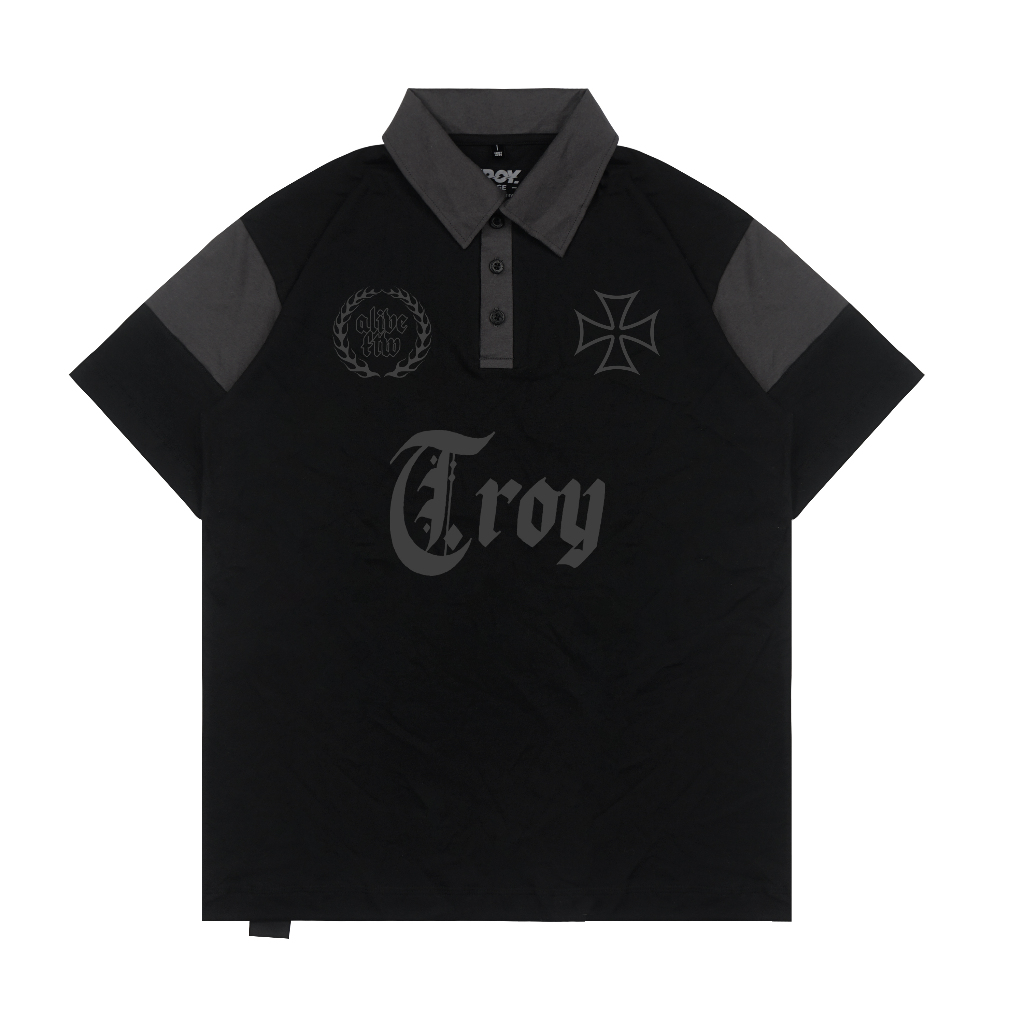 Troy Company Wangky Polo Shirt Black Grey Alive - Kaos Polo Hitam Abu WKD 3125