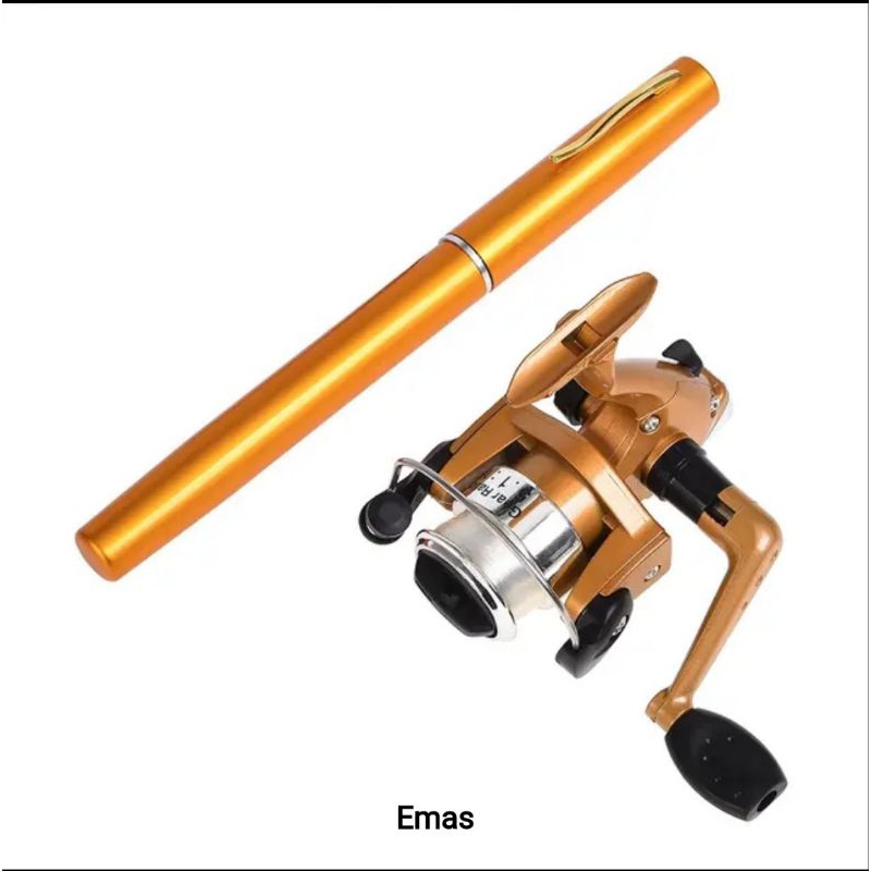 Set Pancing pancing 1 set murah Pena Joran Pancing 100cm Dan Fishing Reel Pancing Set - emas