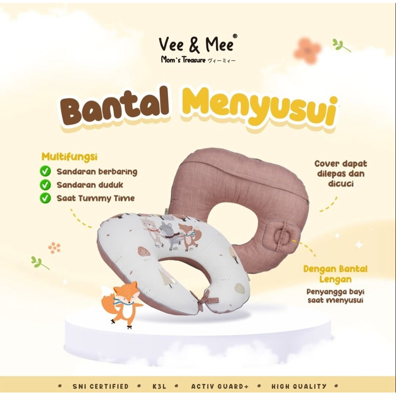 Vee And Mee Bantal Menyusui + Bantal Lengan Kotak  roccon and friends series- VMB2050