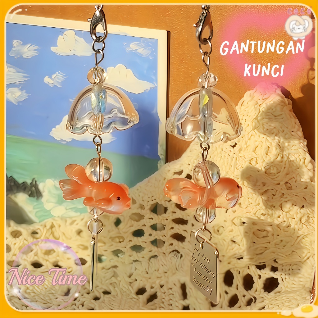 [NEW] Lucu Goldfish Gantungan Kunci Akrilik/Gantungan Kunci Ikan Mas Koki Charm Hp Handphone/Hadiah 