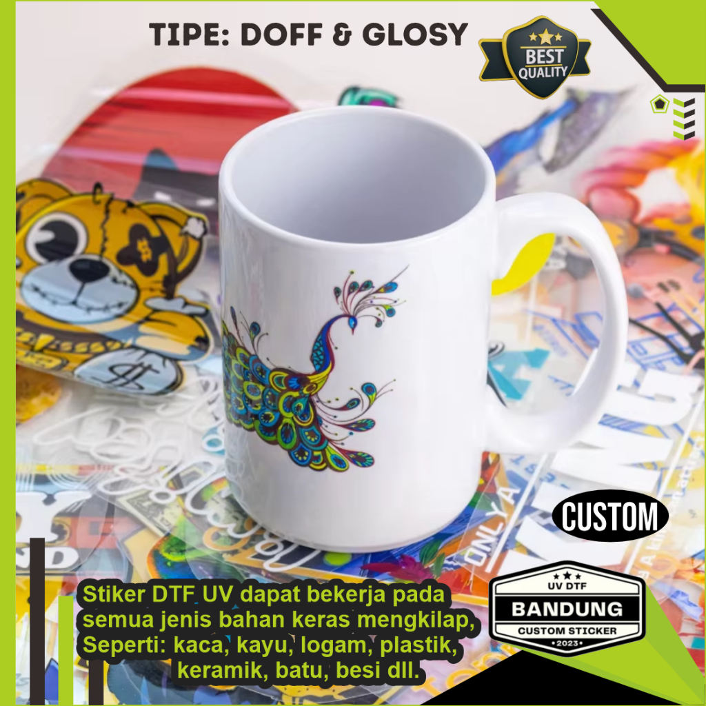 

Custom cetak Stiker UV DTF cuting / Decal Kering Awet