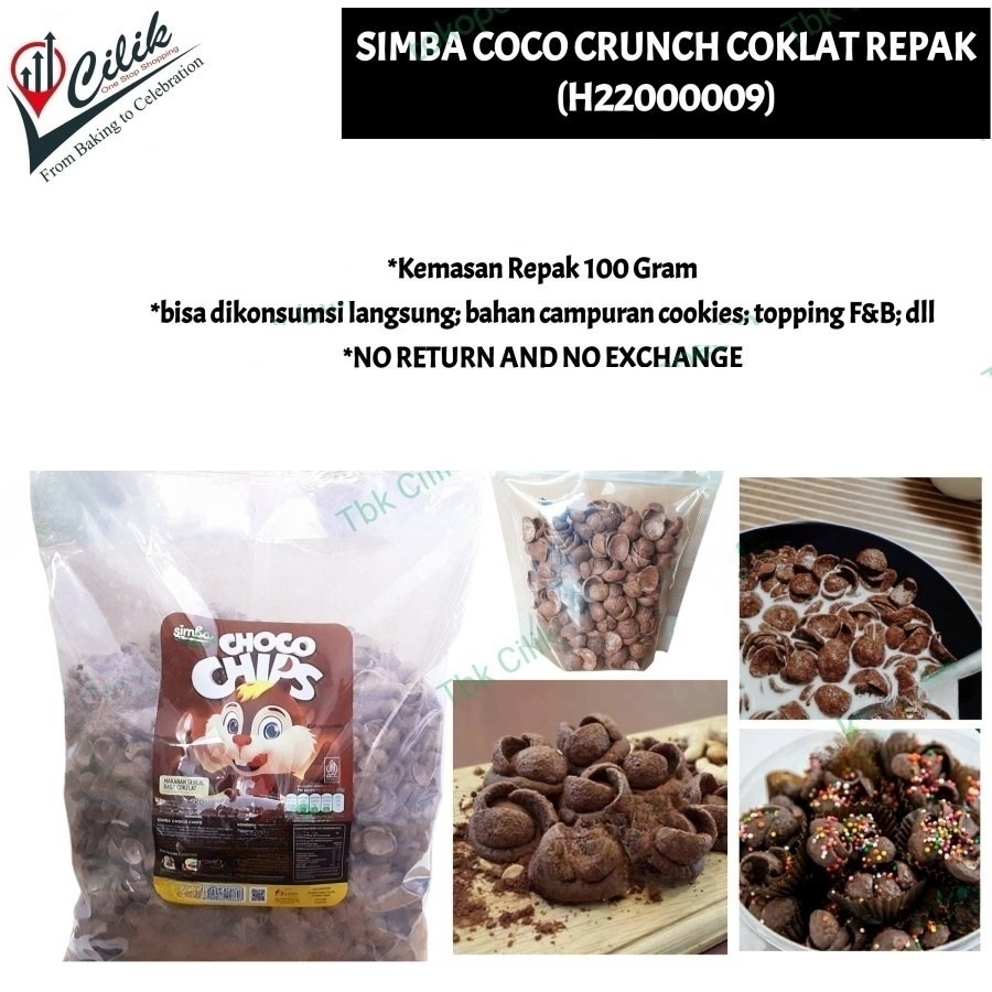 

simba+coco crunch+coklat+repack+100gram+cemilan+sereal+snack+sarapan+cookies+kue