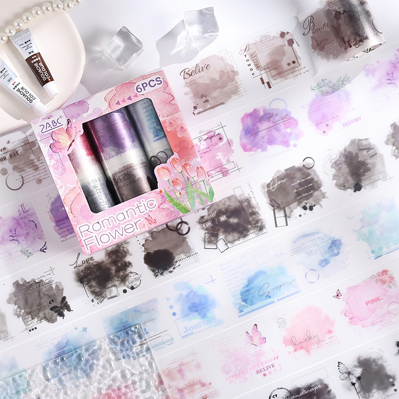 

[Artopia] Share Romantic Flower RF Sticker Box Stiker Aksen Cat Air Watercolor PET