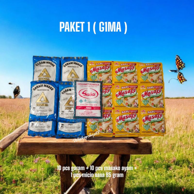 

PAKET 16 RIBUAN SUPER HEMAT 10 PCS GARAM 100 GRAM + 10 PCS MASAKO / ROYCO + 1 PCS MICIN SASA 85 GRAM / GAREM / GARAM / BUMBU DAPUR