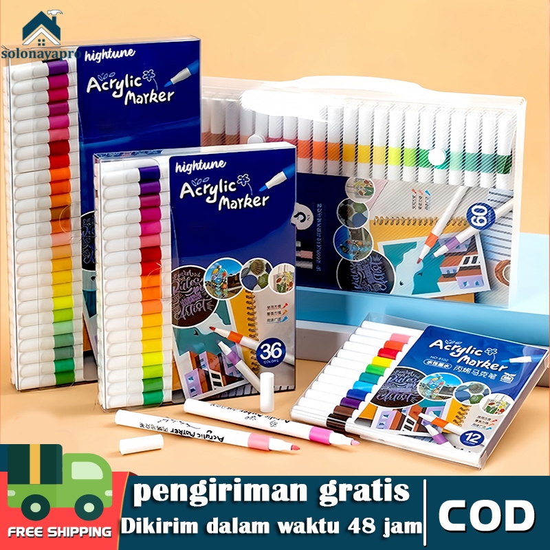 

Acrylic Marker Set Spidol Akrilik DIY Painting Spidol Pastel Pulpen Highlight Drawing Warna
