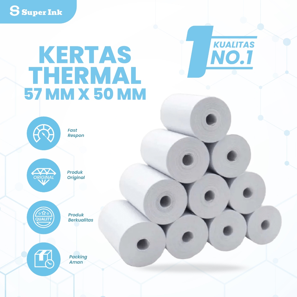 

Kertas Struk Thermal Paper Roll 57x50 Kasir EDC Termal Mini Printer Portable Bluetooth