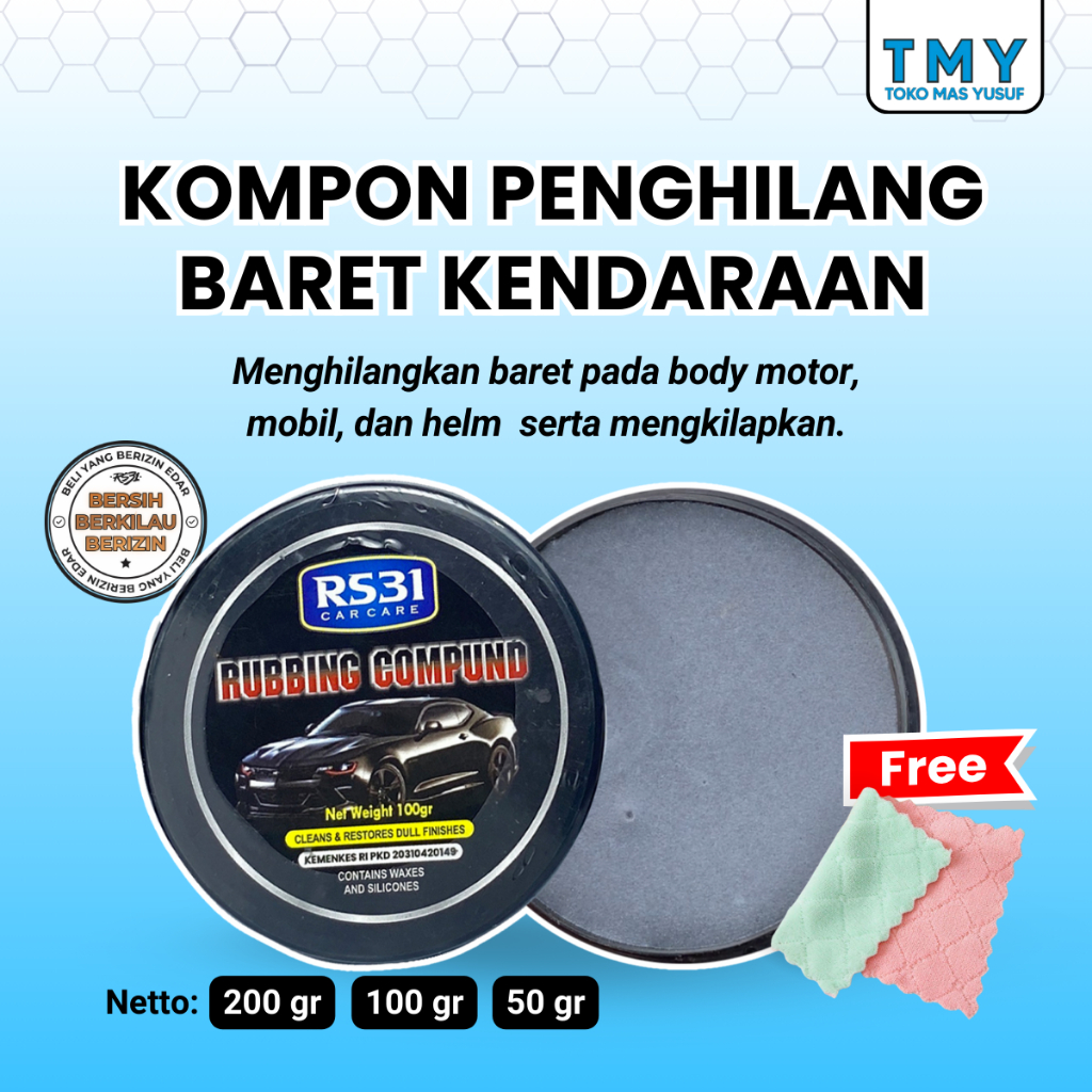 RS31 Kompon penghilang baret halus body kendaraan glossy, body mobil, motor, goresan aspal, penghila