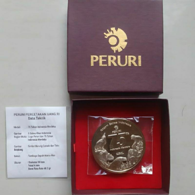 Medali Peruri 75 tahun Indonesia Merdeka set box