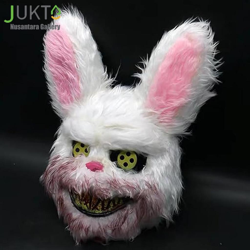 Jukta [Cod] Topeng Kelinci Seram Halloween/Topeng Kelinci Berbulu Berdarah Untuk Halloween/Topeng