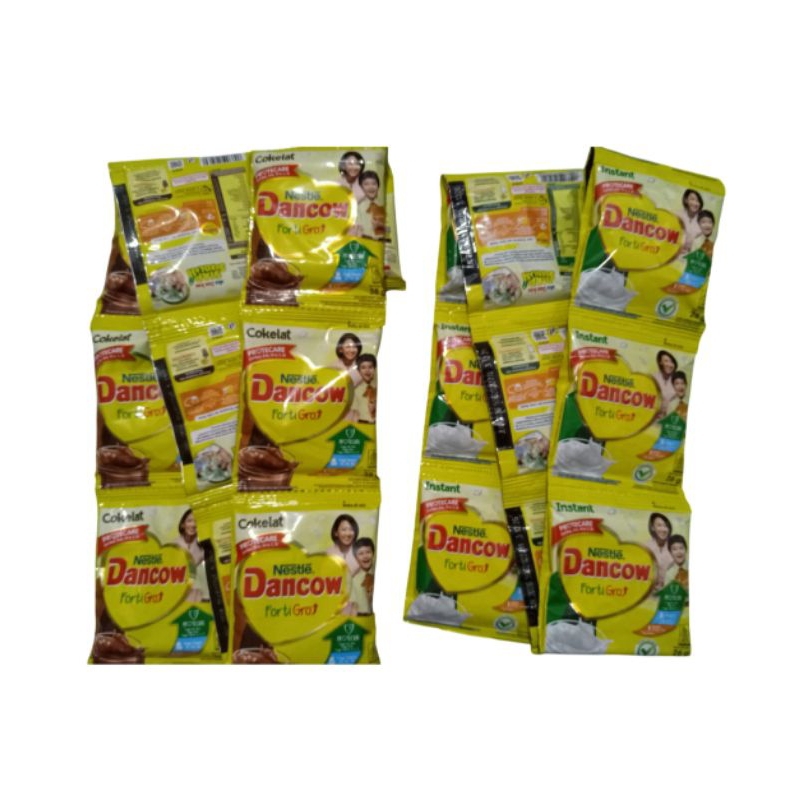 

Susu DANCOW FORTIGRO INSTAN Sachet /Instan Fortigro Sachet 1 Renceng isi 10 sachet Rasa Vanila Coklat