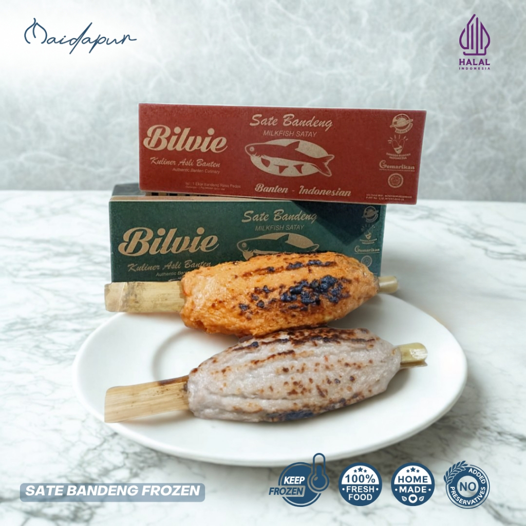 

Bilvie Sate Bandeng Frozen – Tanpa Duri, 350gr, Khas Banten, Rasa Original & Pedas, 1 Ekor/Pack
