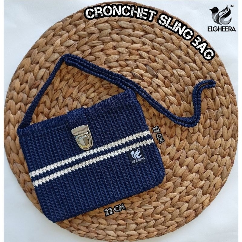 tas rajut gesper / tas selempang resleting / rajut polos / tas wanita Sling bag