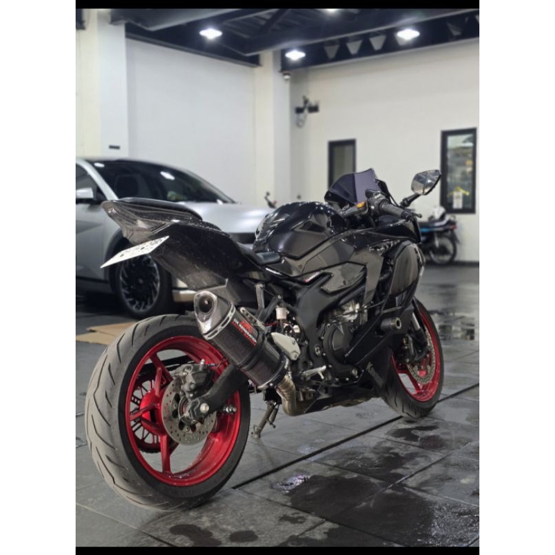 knalpot RVR long carbon plain fullsystem blue zx25R/RR dx generation