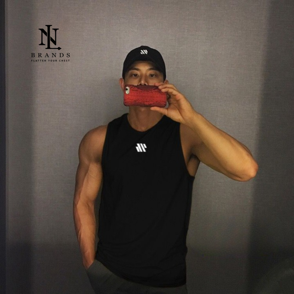 Singlet muscle tees gym pria korea kaos lekbong pria