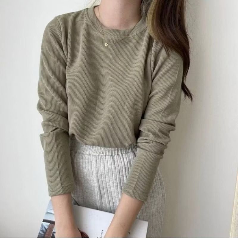 KAOS RIB PREMIUM WANITA LENGAN PANJANG/KAOS POLOS LENGAN PANJANG RIB PREMIUM