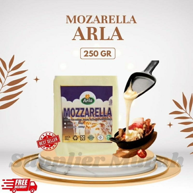 

Keju Mozarella Arla 250 Gram Import Denmark Halal / Murah / Terlaris / Mulur