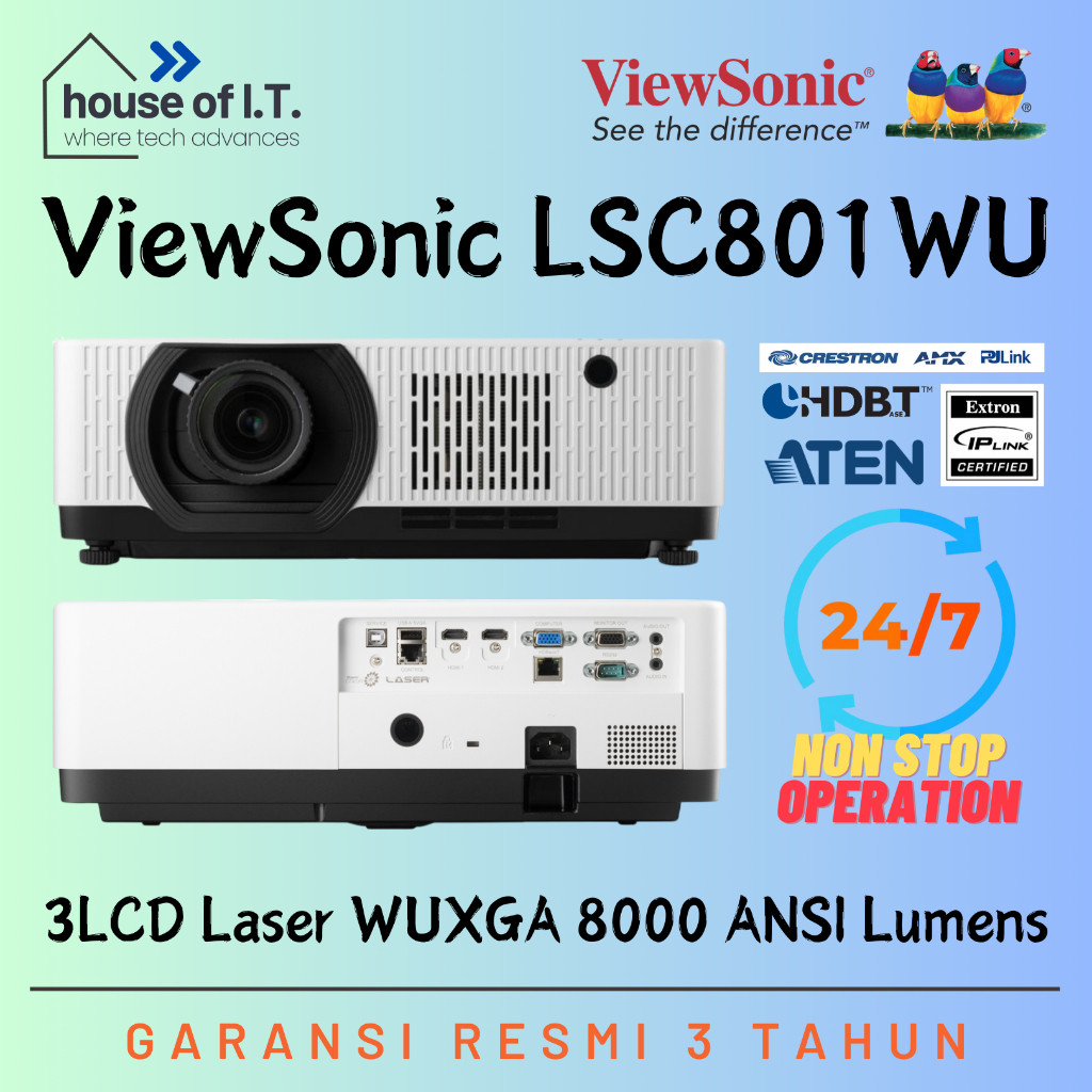 Proyektor ViewSonic LSC801WU 8000 ANSI Lumens Laser 3LCD - Proyektor 8000 ANSI - Garansi Resmi 3 Tah