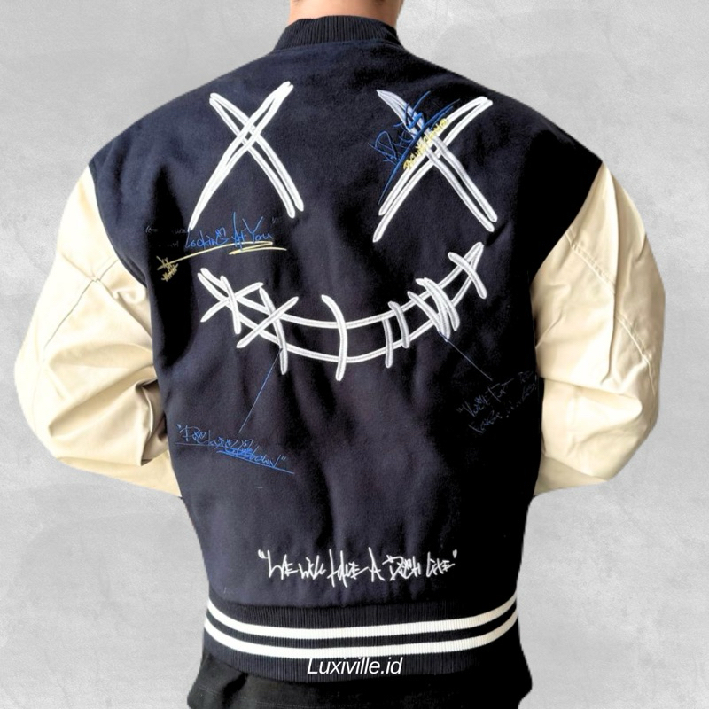 RIC Ricky Is Clown Varsity Jacket Classic Full Navy Original / RickyIsClown Authentic