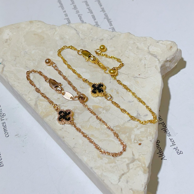 gelang serut clover  ranta cd kait 2cap 750 titanium Rose Gold