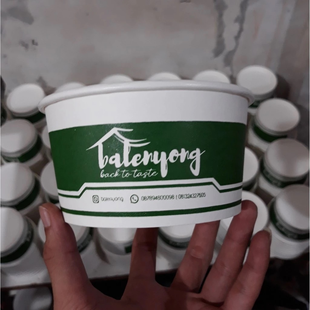 TERMURAH khusus 500 pcs sablon paper bowl 650 ml 1 warna logo custom free desain