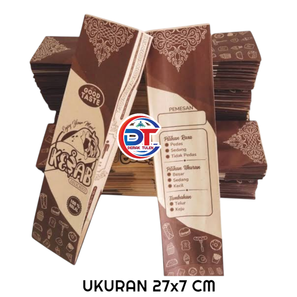 

50 Pcs Bungkus Kebab paper Craft Ukuran 27x7 cm Bungkus Kebab Kraft Paper 27x7 cm – Food Grade