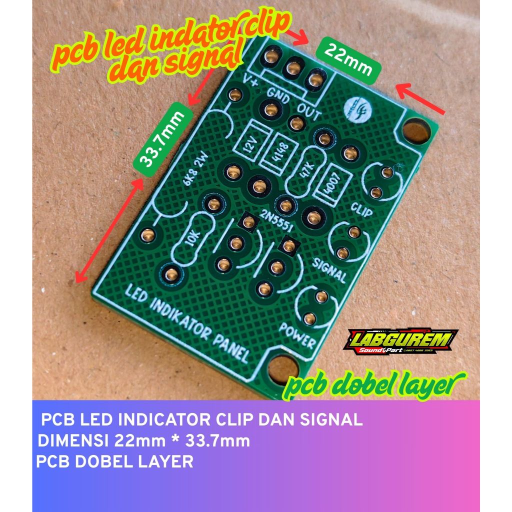 PCB LED INDIKATOR CLIP SIGNAL POWER DOBEL LAYER