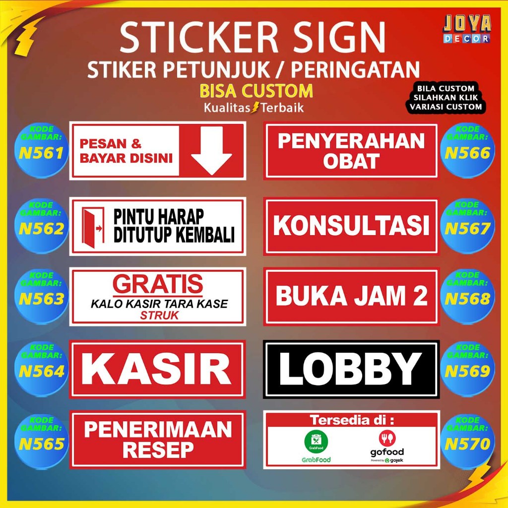 

Sticker Stiker Petunjuk Warning Pengumuman penerimaan resep penyerahan obat musholla aula N561