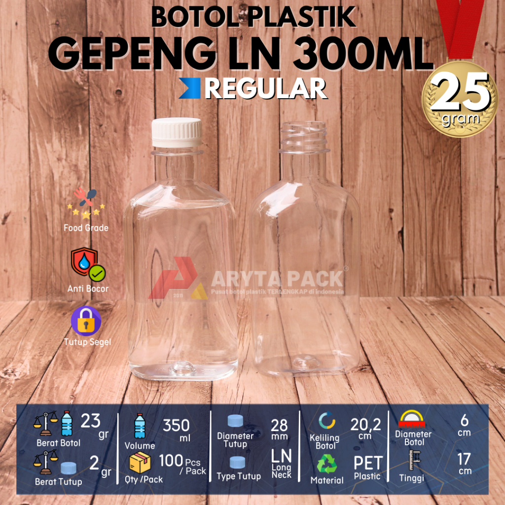 Botol plastik PET 300ml gepeng minuman jus susu kopi tutup LN warna-warni - FLASH