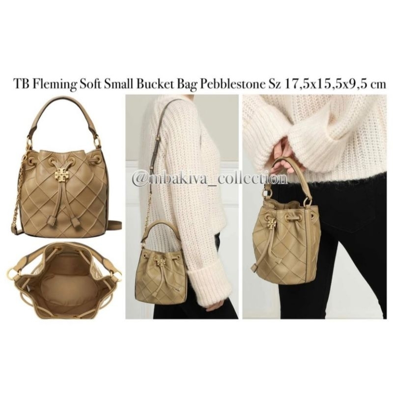 TB Fleming Soft Small Bucket Bag Pebblestone