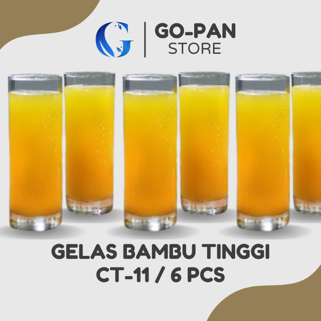 Gelas Kaca Tinggi Model Bambu Kedaung CT-11 / Gelas Kaca Aesthetic Ala Korea / Gelas Tebal Tahan Pan