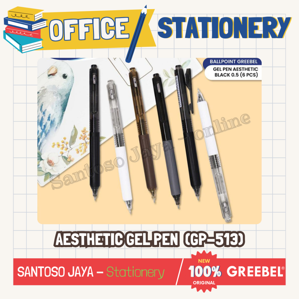 

Bolpen - Pulpen AESTHETIC GREEBEL - GREEBEL AESTHETIC Gel Pen 0.5 mm - GP-513