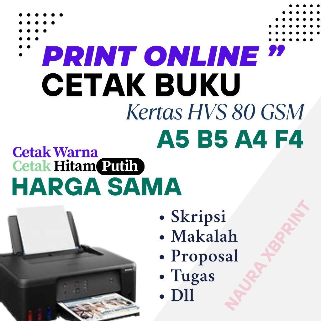 

NEW! PRINT HVS A4 / PRINT HVS A5 / PRINT BUKU / PRINT SKRIPSI / PRINT TUGAS / PRINT HVS 80 GSM [100%