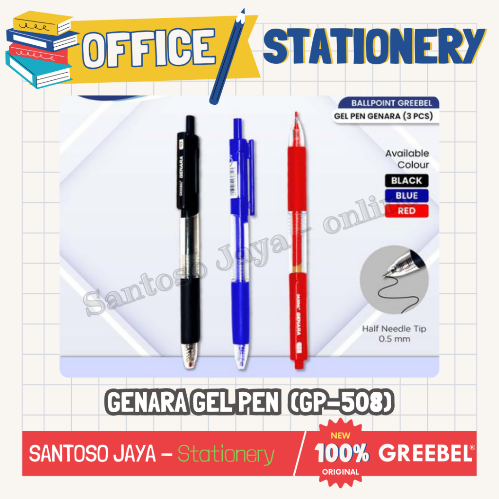 

Bolpen - Pulpen GENARA GREEBEL - GREEBEL GENARA Gel Pen 0.5 mm - GP-508