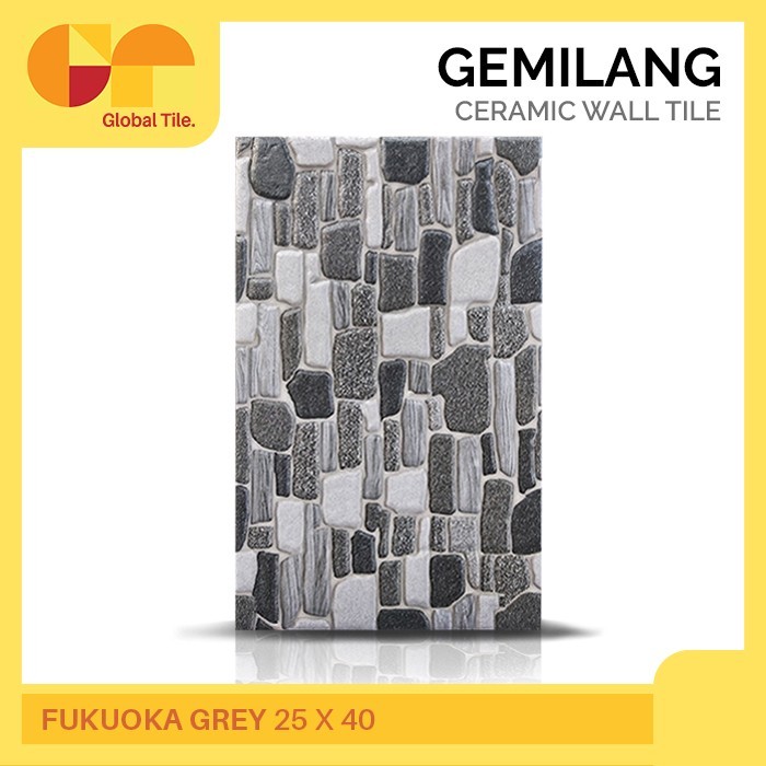 KERAMIK GEMILANG 25 X 40 FUKUOKA GREY / KERAMIK DINDING BATU ALAM