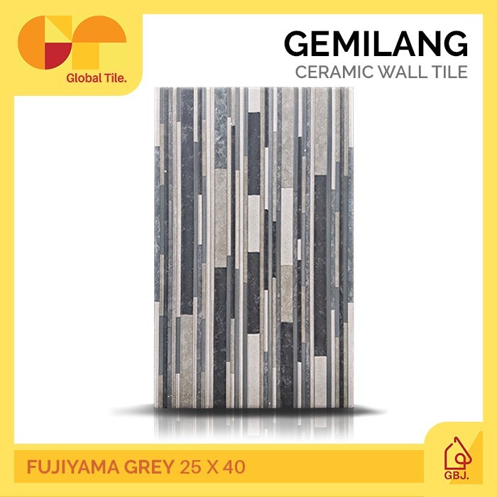 KERAMIK GEMILANG 25 X 40 FUJIYAMA GREY / KERAMIK DINDING TIMBUL