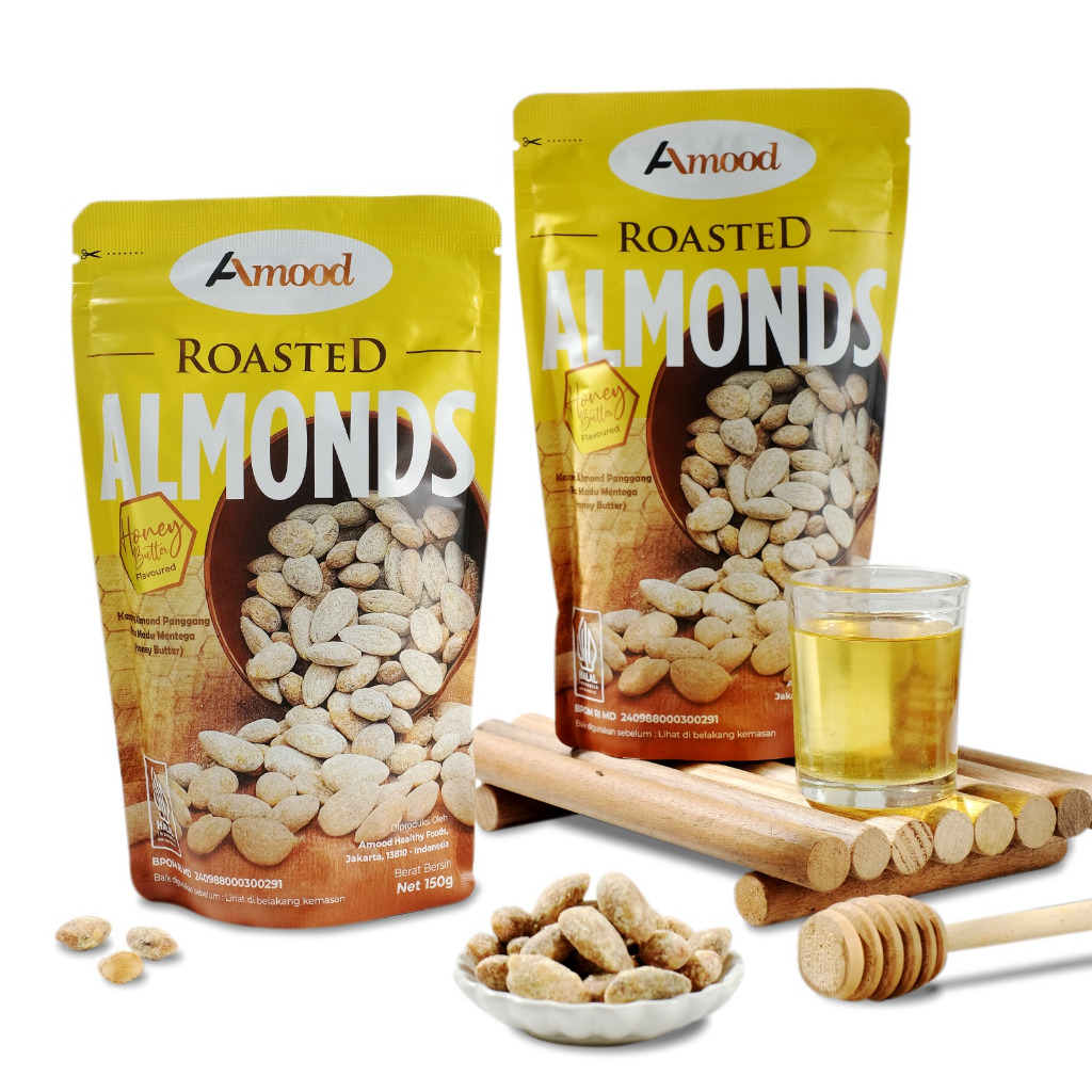 

Amood Roasted Almond 50 gr Kacang Panggang HALAL BPOM Rasa Honey Butter